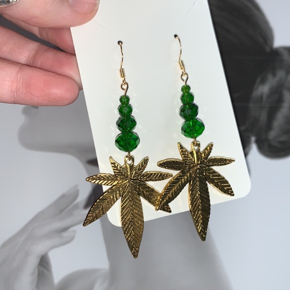 Handcrafted 420 Drop Dangle Earrings with Green Sheer Faceted Glass Beads - Picture 6 of 17